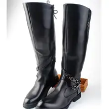 ERRFC/Новое поступление, черные высокие сапоги до колена мужская повседневная обувь из искусственной кожи с круглым носком и пряжкой мужские мотоциклетные Ботинки размер 37-45