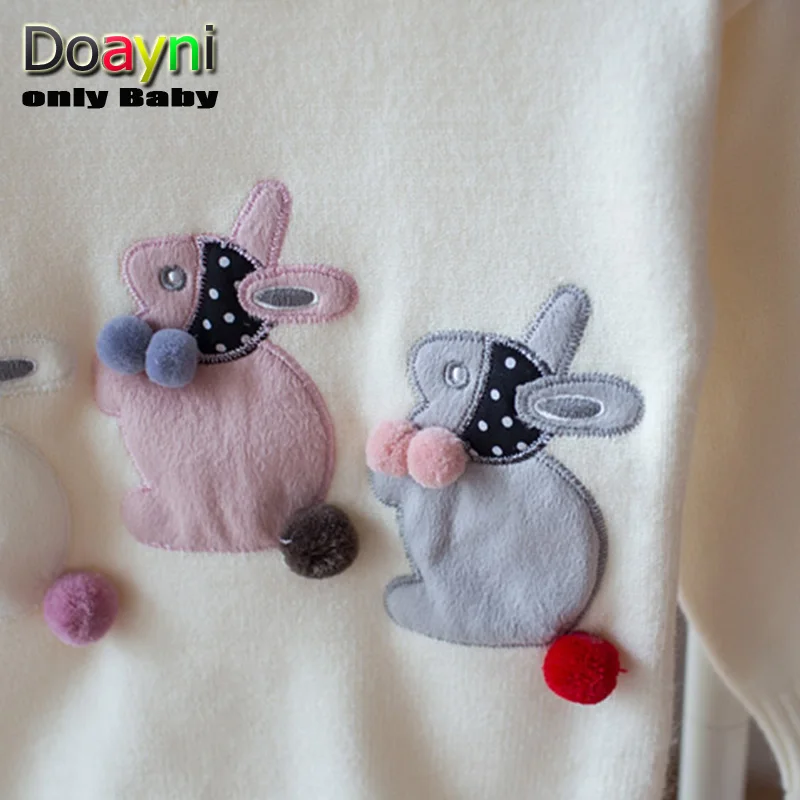 Doayni/свитер для малышей; одежда для детей; сезон осень-зима; вязаные шерстяные свитера с рисунком кролика для маленьких девочек; бархатные/бархатные