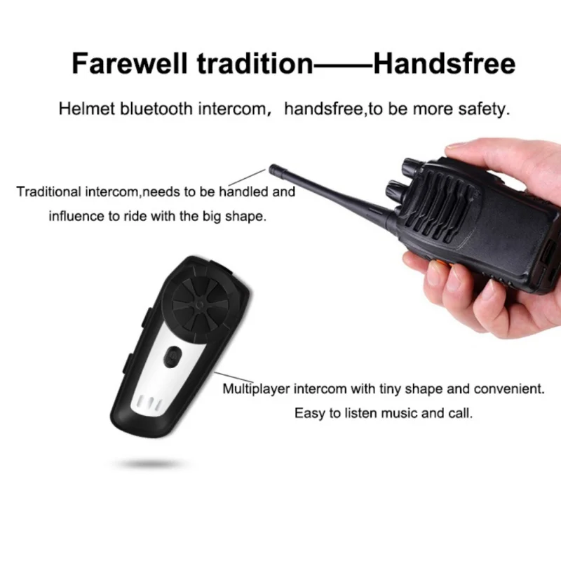 Newest Motorcycle Helmet Intercom Interphone Headset Walkie Talkie Waterproof Bluetooth Headset