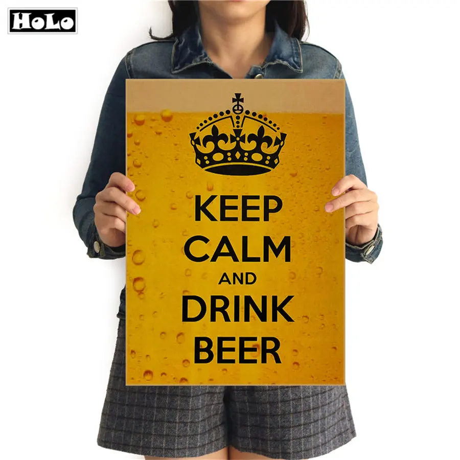 ВИНТАЖНЫЙ ПЛАКАТ KEEP CALM DRINK BEER, настенная наклейка, дизайн кафе-бара, Декор для дома, гостиной, принт, картина, 42x30 см, GGB077