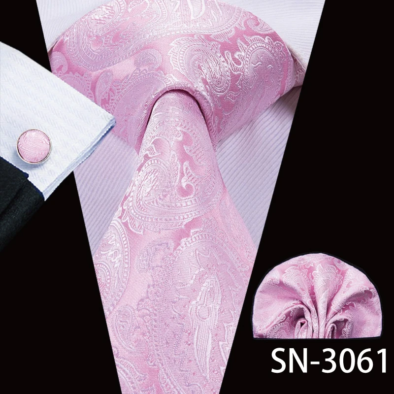 SN-3061 Hi-Tie Шелковый мужской галстук розовый цветочный галстук для мужчин Роскошный шелковый галстук платок модный дизайнерский бизнес Свадебный мужской галстук s - Цвет: SN-3061