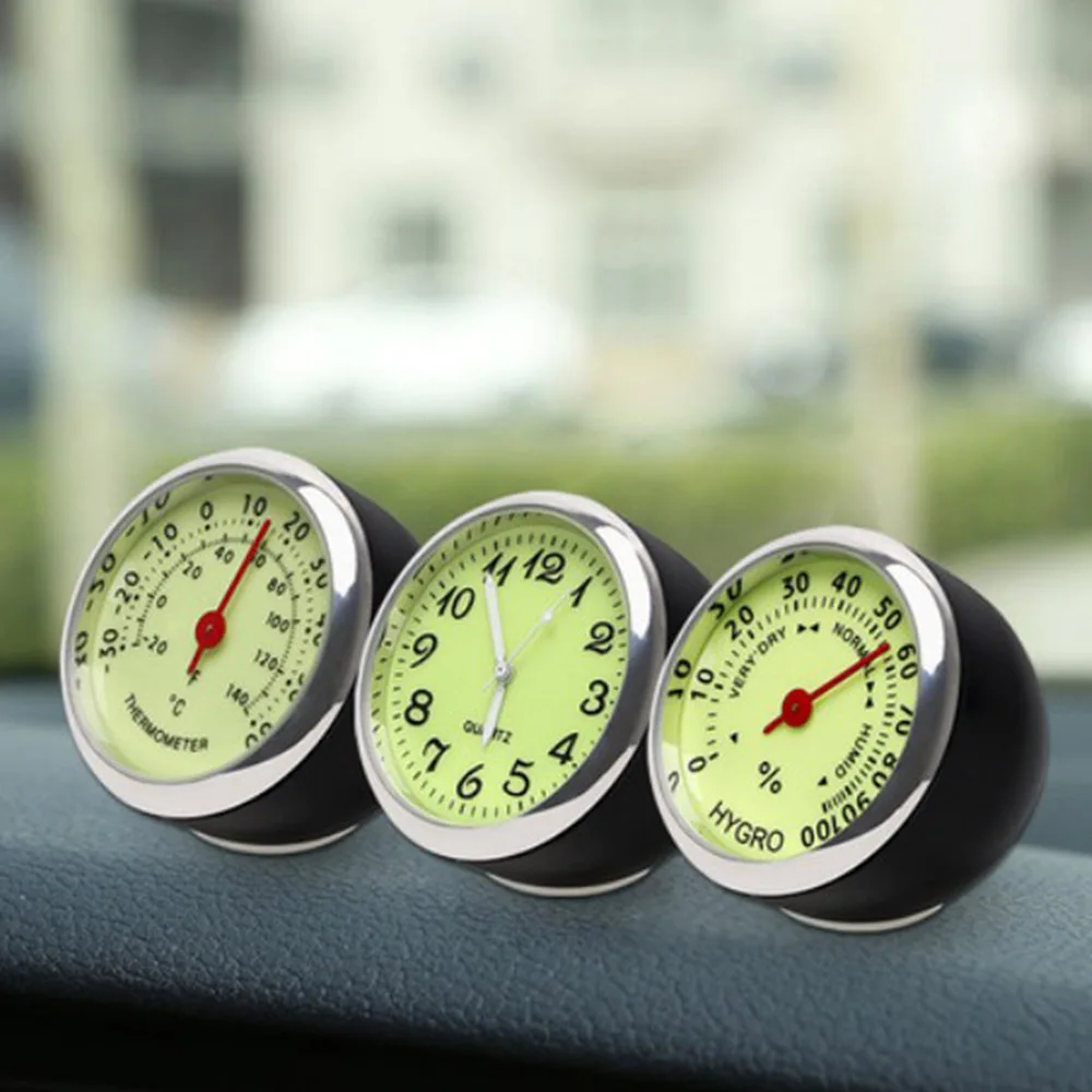 Мини автомобильные часы светящаяся механика кварцевые часы автомобильные часы цифровой указатель Автомобильный термометр гигрометр автомобильный орнамент