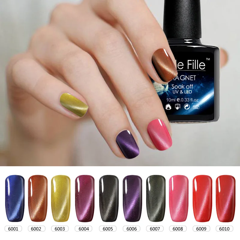 BELLE FILLE 10 мл Глаза Кошки ногтей Гель лак Soak Off Лаки УФ светодио дный 3D Магнитная