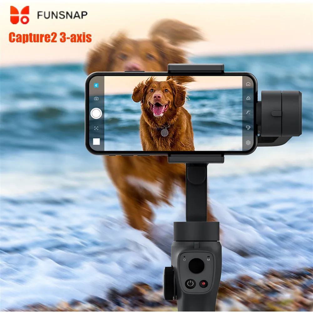  New FUNSNAP Capture 2 3-axis Handheld Gimbal Stabilizer with Zooming Wheel Mode For iPhone XS XR X 