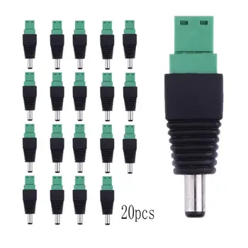 

20pcs DC Power Male L Shape Plug Jack Adapter Converter for CCTV Cemera