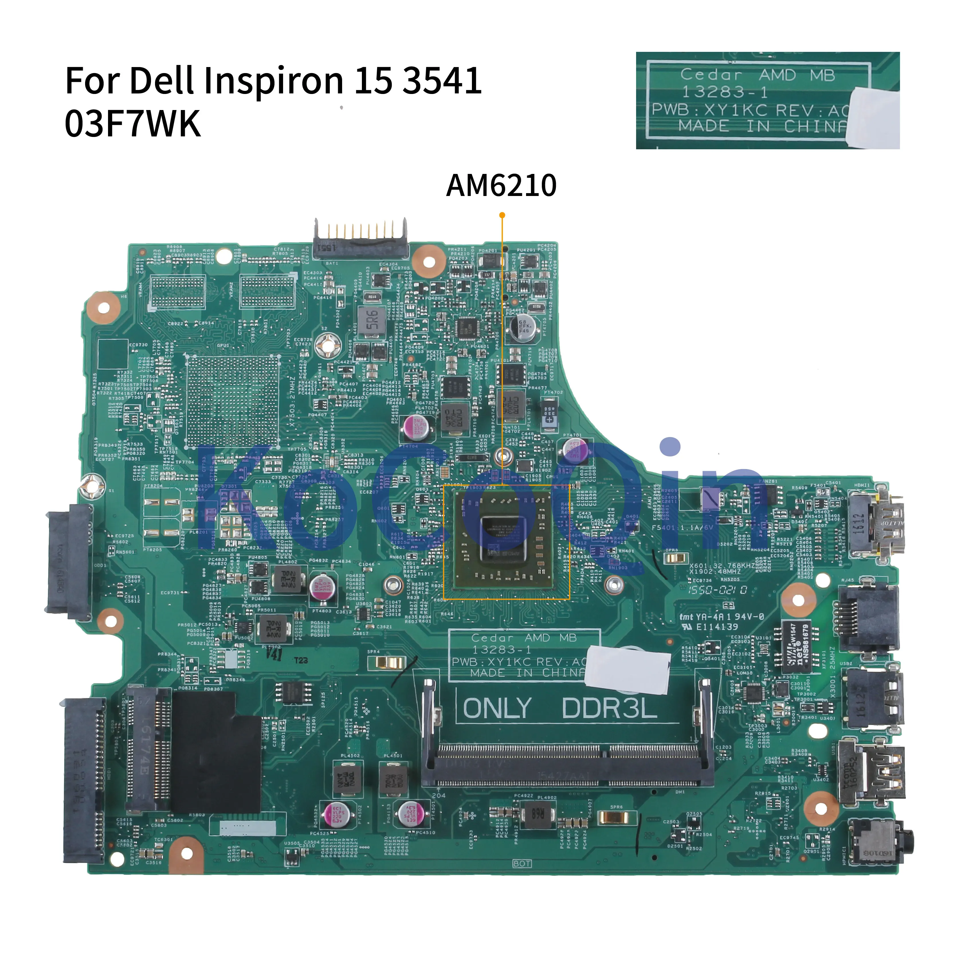 Dell Inspiron 15 3541 Motherboard w AMD 3F7WK