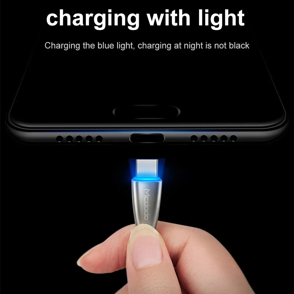 Светодиодный кабель MCDODO 5A Type C для Samsung S10 S9 S8 Plus быстрая зарядка USB зарядное