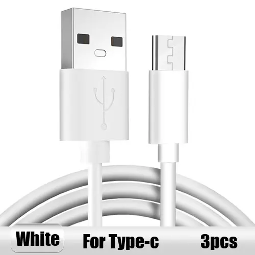 Тип usb C зарядный кабель для мобильного телефона Oneplus 6 5/5 t рок USB-C 2.4A кабель для быстрой зарядки и передачи данных для samsung Galaxy S9 S8 плюс Xiaomi mi8 шнур - Цвет: 3PCS White