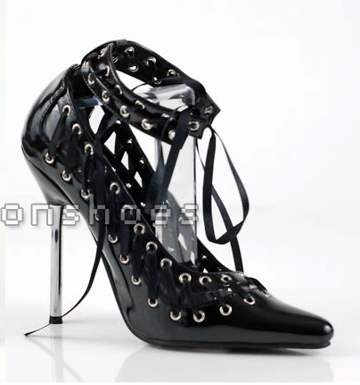 Femmes Pompes rouge Métal 2017 Bas custom Grande Patent De Chaussures Lacets Bout Rouges Taille En Talons Verni Cuir Color Aiguilles Noir À Pointu Leather pzwgY0Uq