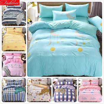 

Winter Bed Linens 100% Washable Cotton Bedlinens 3/4 pcs Bedding Set King Queen Double Size Duvet Cover Bedsheet Kids Bedclothes