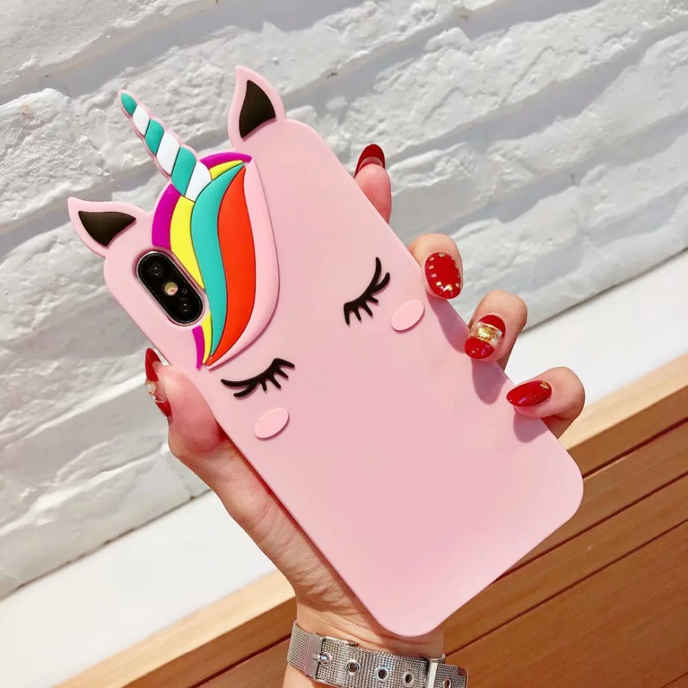 3D Unicorn Soft Silicone Case For Iphone X 10 8 7 Plus 6 6S SE 5 S