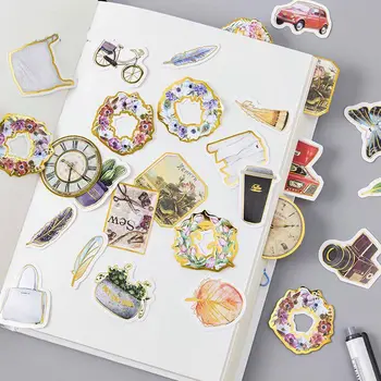 

Vintage Life Style Golden Printed Design Mini Paper Stickers Pack 45pcs/lot DIY Diary Scrapbook Journal Decoration Supplies Gift