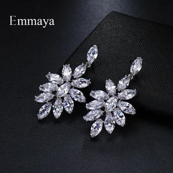 

Emmaya Brand White Gold Color Fashion Simple AAA Cubic Zircon Flower Jewelry Earrings For Woman Elegance Wedding Party Gift