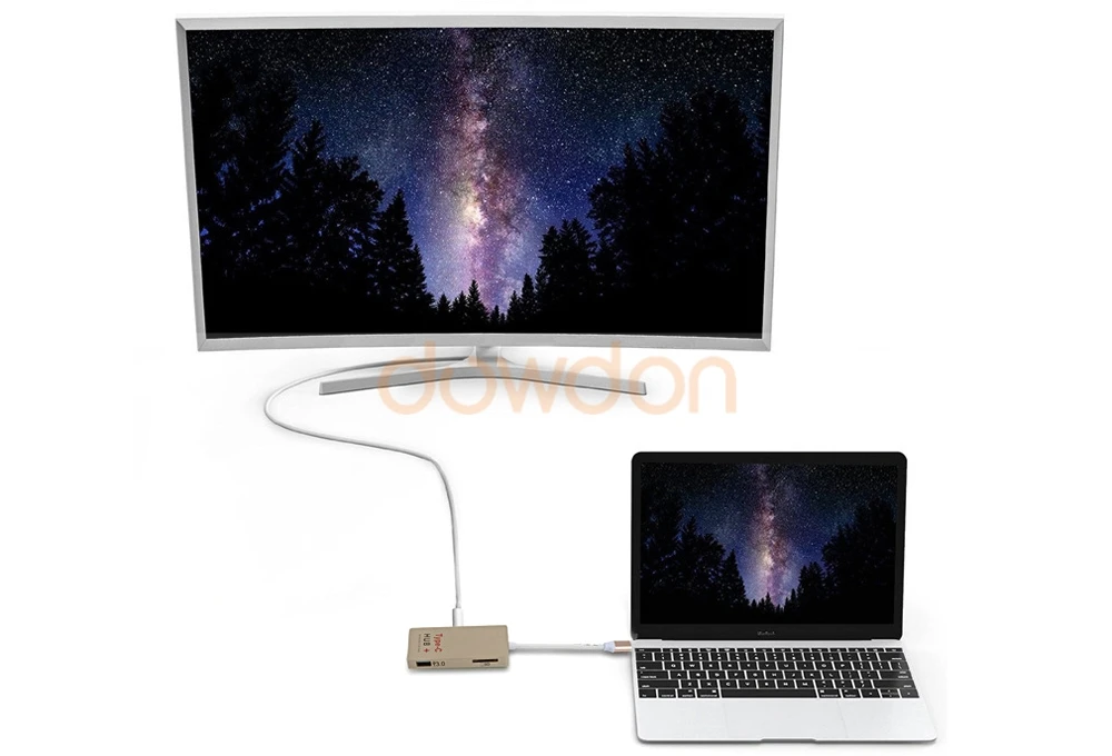 Best 10pcs/lot 6 Ports USB 3.1 Type c HUB SD Card Reader U-Disk SD Card Reader 4K HDMI Type C Charger for Macbook Pro 10