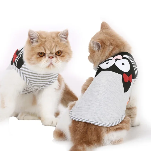

NEW Stripe Cat Vest Soft Gray Spring Summer Dog Shirt Vest for Small Pet XS S M L XL
