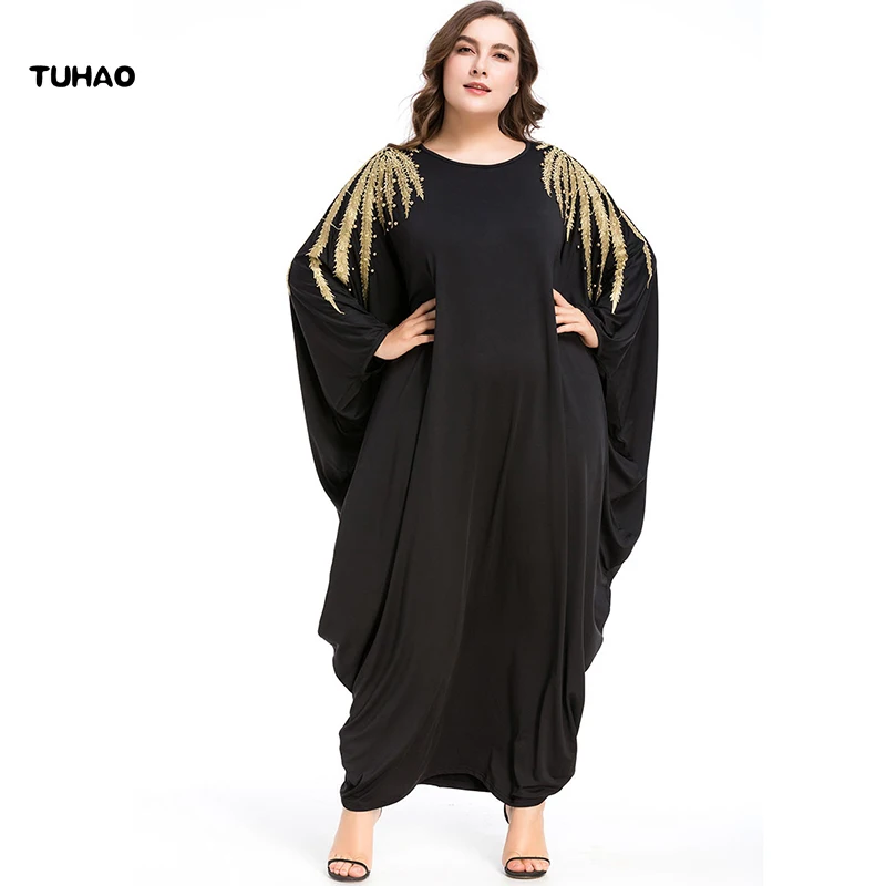 

TUHAO dresses Arab elegant loose Abaya kaftan Islamic plus size Muslim Dress Clothing Design women black dubai abaya casual ZL49