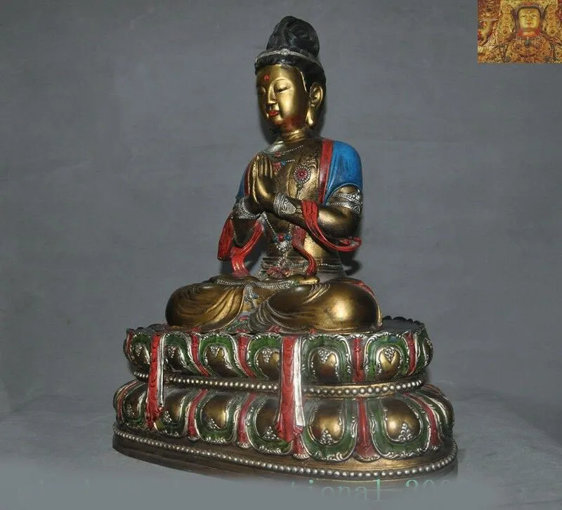 Свадебные украшения 8 "Тибетский буддизм, бронзовый тара Кван-Инь гуаньин Бодхисаттва статуя божества Будды