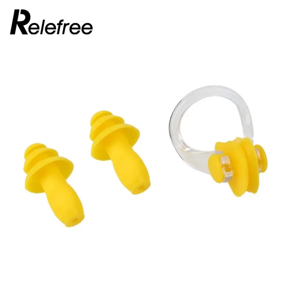 Relefree силиконовые беруши для плавания Взрослые водонепроницаемые беруши для плавания мягкие плавательные носовые клипсы набор с чехлом