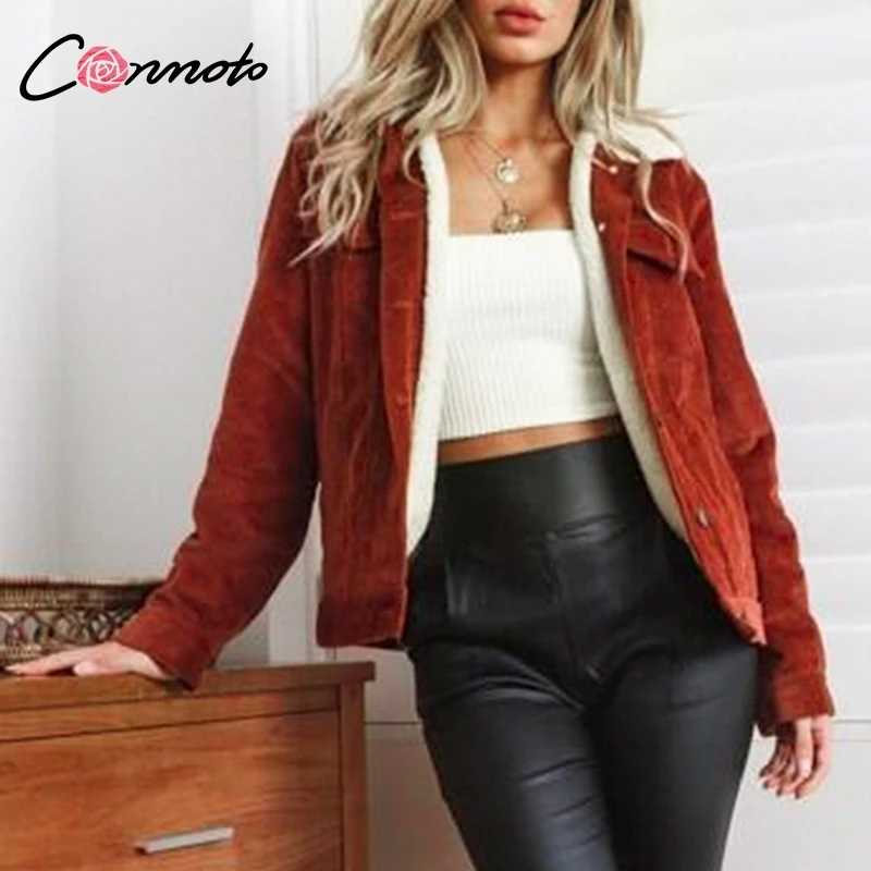 Conmoto однотонная куртка из овечьей шерсти Corduro женская розовая винтажная Куртка