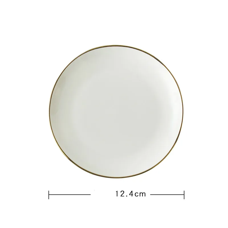 Золотой Край керамическая тарелка блюдо белый фарфор посуда западный стиль обеденные блюда и тарелки наборы - Цвет: Коричневый