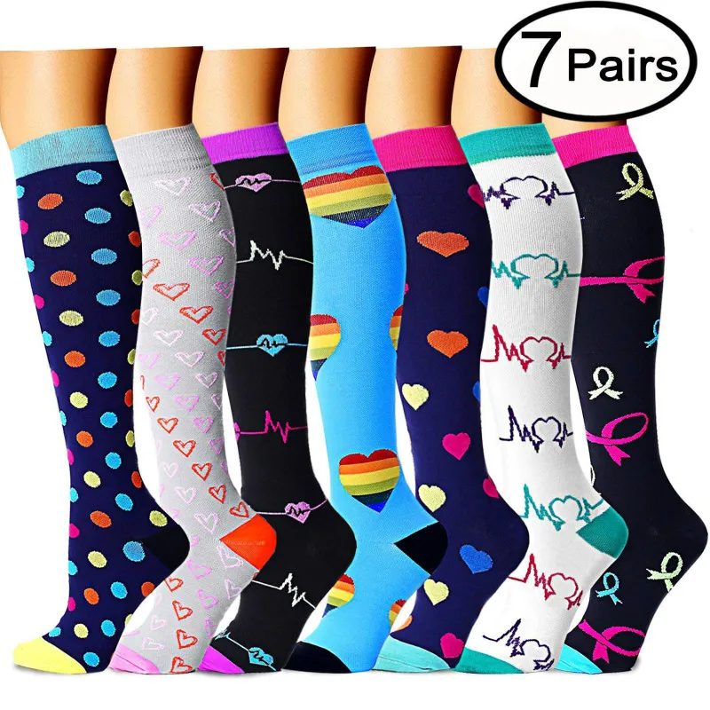 

Compression Socks (7 Pairs), 15-20 Mmhg Is BEST Graduated Athletic & Medical for Men & Women, Running, Flight, Travels