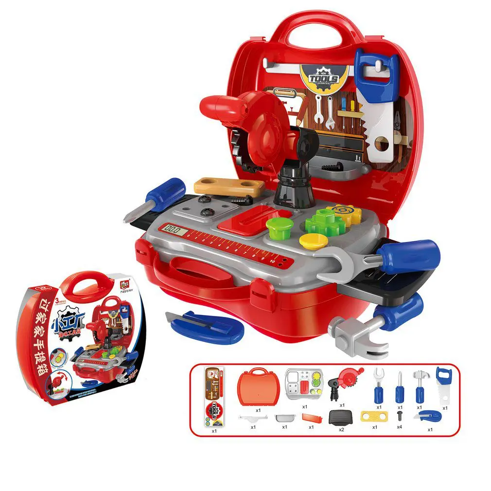 11 типов детей ролевые игры игрушки Моделирование кухня кухонные столовые приборы кассовый аппарат чемодан медицинский доктор пластиковые игрушки набор - Цвет: Toolbox Toy Set