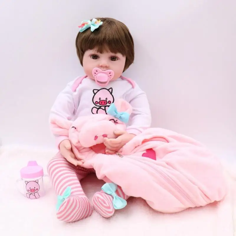 

48cm Simulation Reborn Baby Doll with Hoodies Clothes Soft Vinyl Kids Realistic Baby Doll Toy Girls Playmate Boys Birthday Gifts
