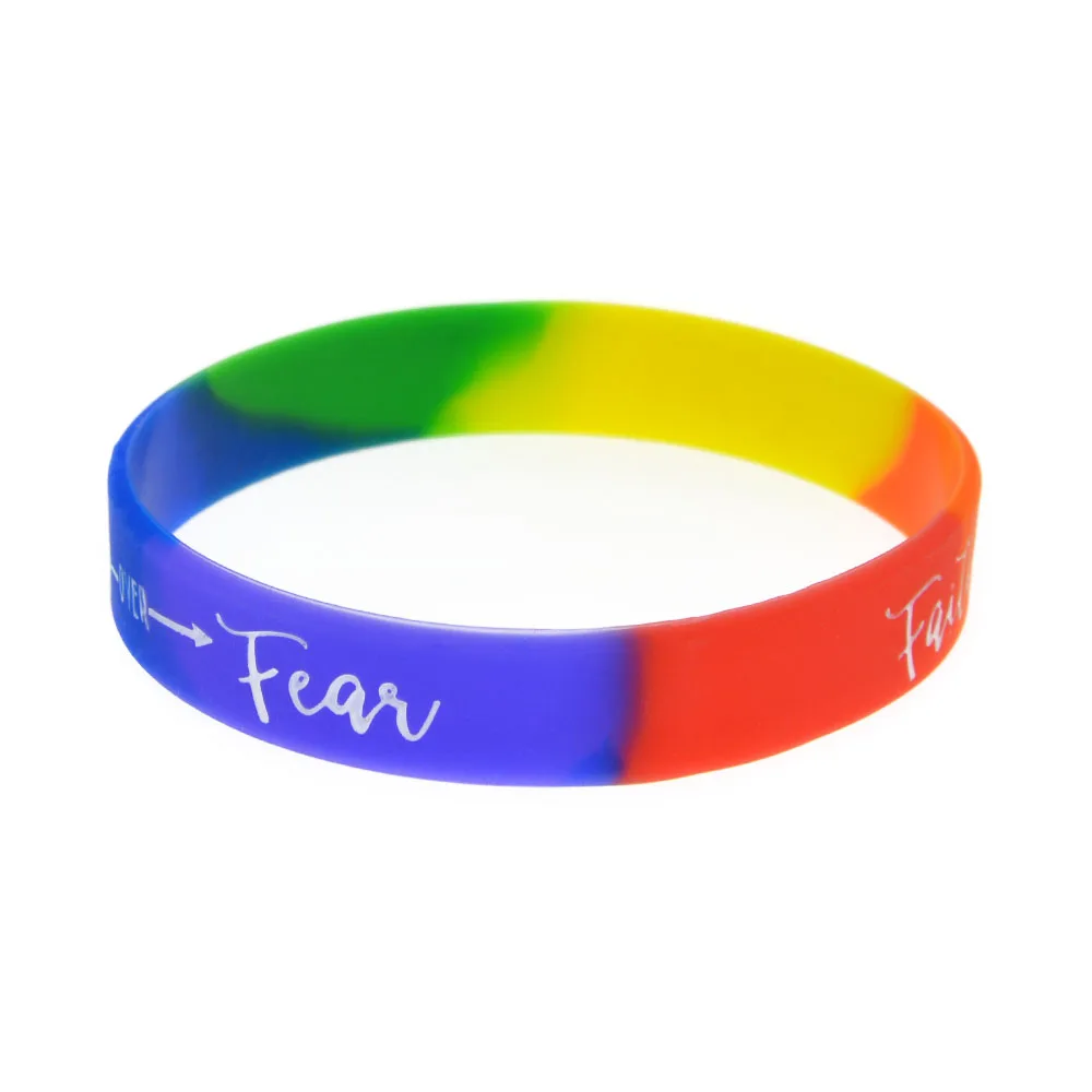 20 FAITH OVER FEAR Wristbands Quality Debossed Color Filled Silicone Bracelets 