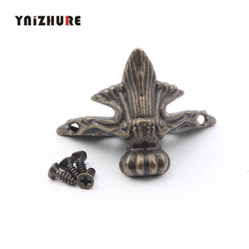 

12PCS 40x30mm Antique Wood Box Feet Leg Corner Protector Triangle Rattan Carved Decorative Bracket For Furniture Hardware