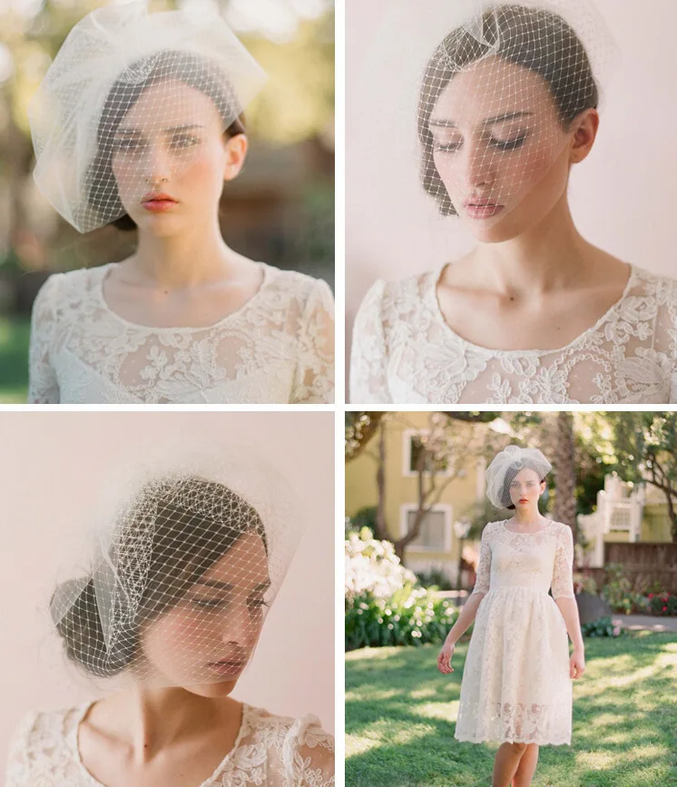 

White Birdcage Veil Bridal Accessories For Wedding Party Voile Tulle Mesh Bride Veils Cute Wedding Veil Cap Notre Dame Cathedral