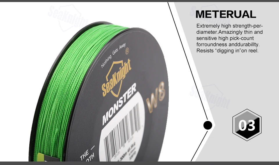 SeaKnight W8 Fishing Line 8 Strands Multifilament Fishing PE Line 8 Weaves Strong Braided Wire 20LB 40LB 80LB 100LB 300M