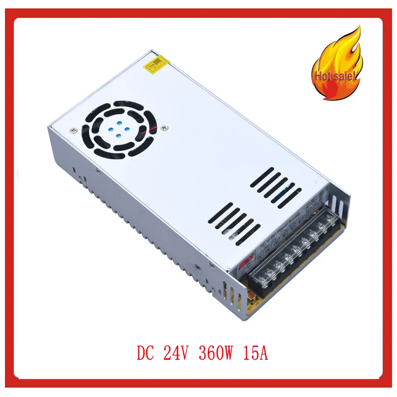 

JIAWEN 360W AC 110V / 220V to DC 24V 15A Lighting transformer Switching Power Supply - Silver