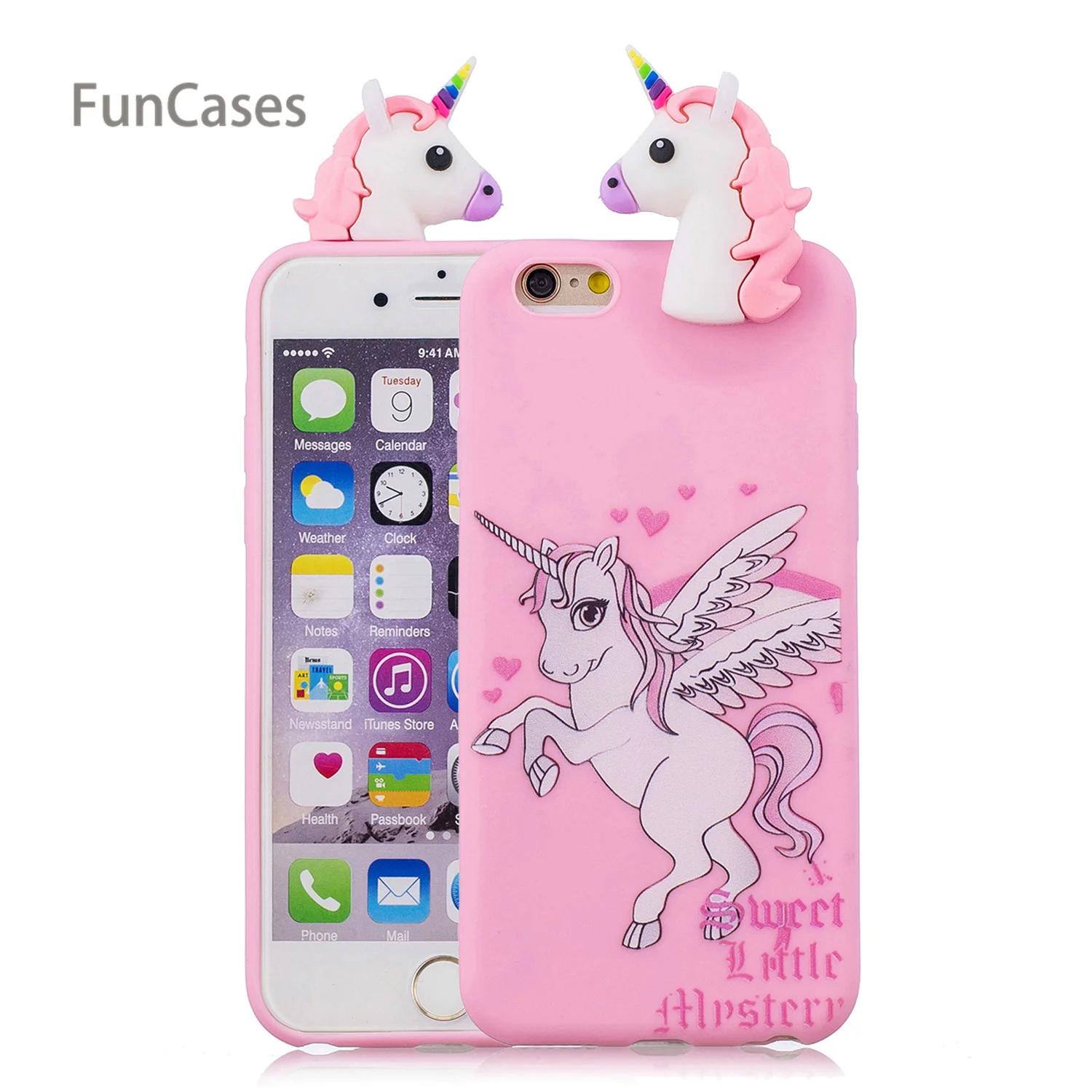 Красивый Единорог чехол для телефона СПС Capinha iPhone 6 Plus Мягкий силиконовый Estojo