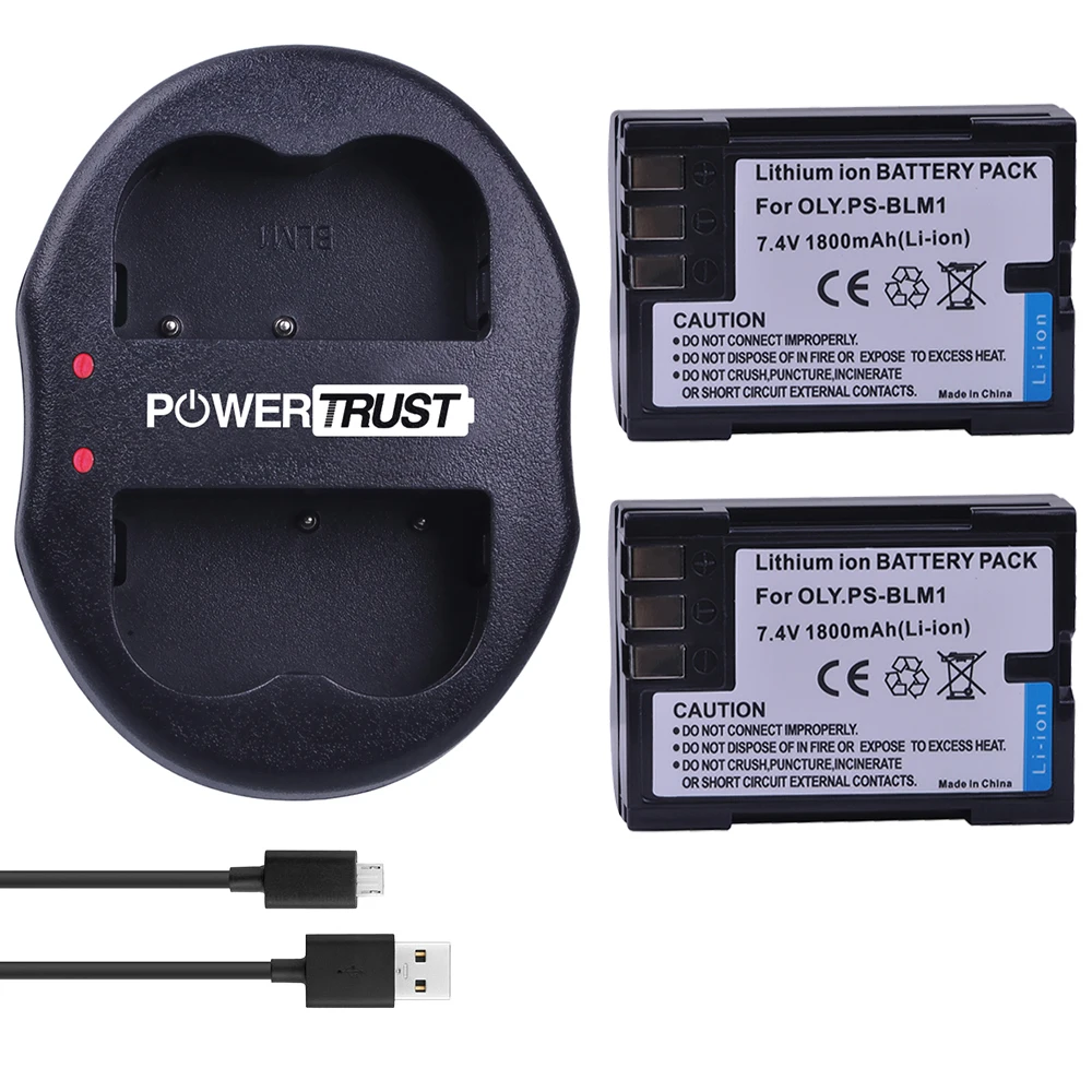 2 шт. 1800 мАч PS BLM1 BLM 1 батарея + двойной USB зарядное устройство для Olympus C 5060 7070 8080 E 3 30