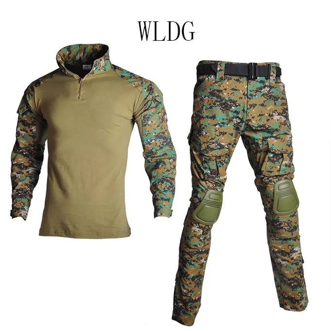 WLDG Военная униформа, тактическая Боевая камуфляжная рубашка, тактическая камуфляжная форма, одежда, армейская боевая рубашка+ брюки-карго, KneeHuntin - Цвет: WLDG