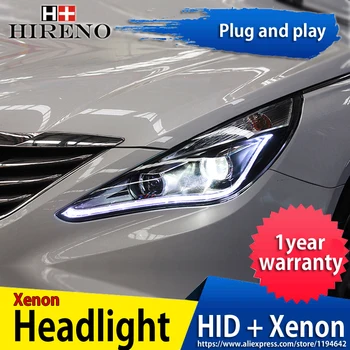 

Hireno Headlamp for 2011-2015 Hyundai Sonata Headlight Headlight Assembly LED DRL Angel Lens Double Beam HID Xenon 2pcs