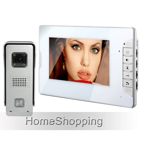 

FREE SHIPPING Home Security Wired 7 inch Video Intercom Door Phone System 1 White Monitor 1 Waterproof Doorbell Camera In Stock