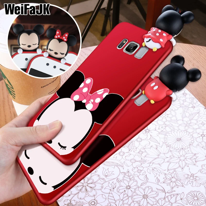 

WeiFaJK Luxury Cartoon Silicone Case For Samsung Galaxy S8 S8Plus Note 8 Cases Red Cover For Samsung S9 S9 Plus S7 S7 edge Case