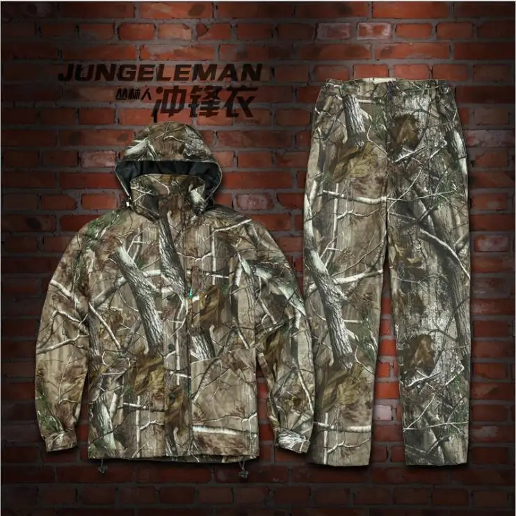 

JUNGLEMAN Bionic camouflage Jackets pants sets waterproof windproof spring and autumn scratch-resistant Fishing hunting suits
