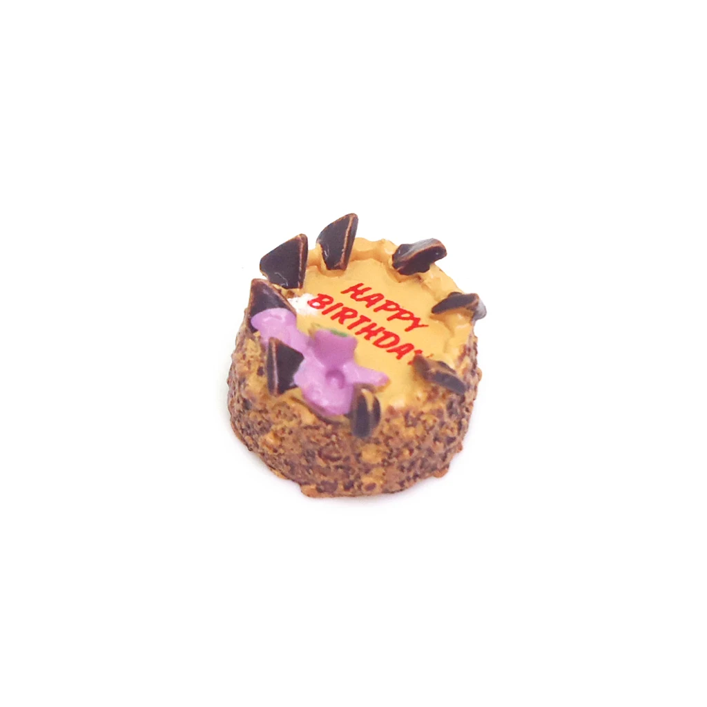MagiDeal 1:12 Dollhouse Miniatures Happy Birthday Chocolate Cake Food Bakery Kitchen Toy for Dolls House Dining Room Cupboard