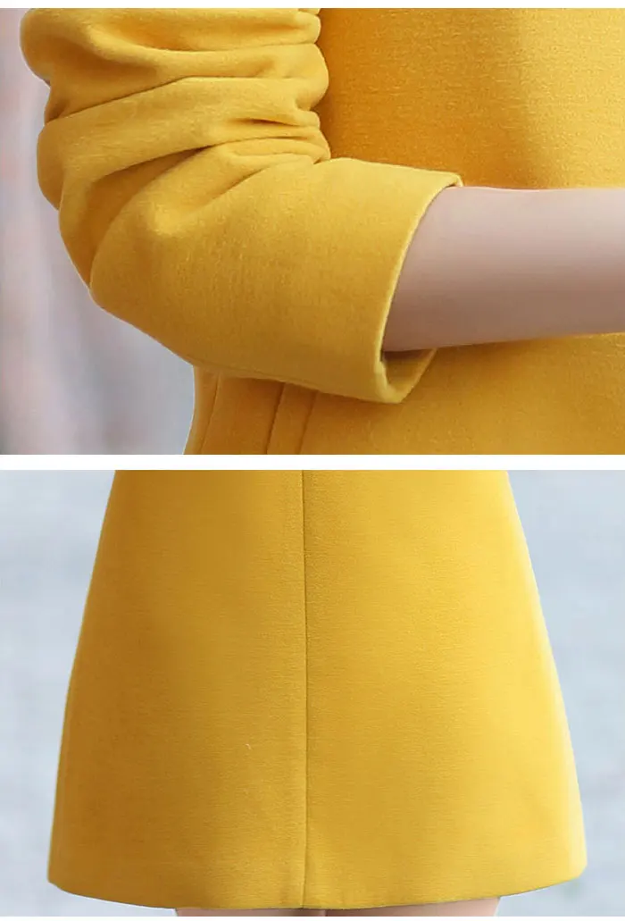 Fashion Round Neck Long Sleeve Women Coats S-XXL Solid Color Wool Blends Loose Cardigan Autumn Slim Thin Outerwear