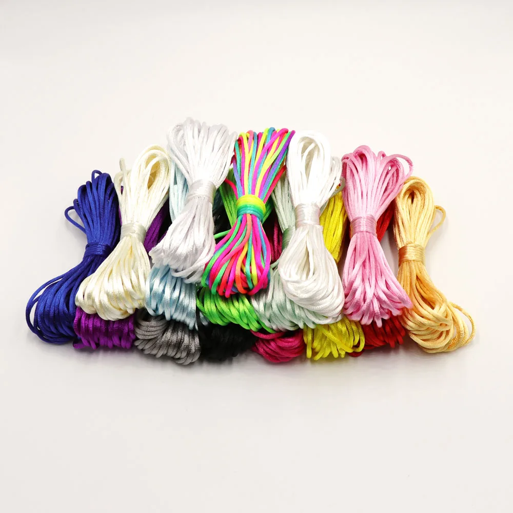 TYRY. HU многоцветный 10 метров атласный нейлоновый шнур сплошной канат для изготовления ювелирных изделий Бисероплетение хлопок шнур для ребенка 2 мм Плетеный шелковый шнур