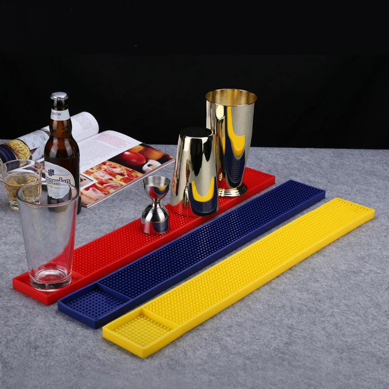 

Premium Bar Mat / Bar Service Spill Mat - 3.25" x 24" in Black/Blue/Red/Yellow, Rubber / PVC