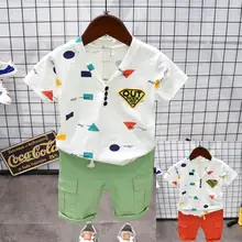 Детская одежда коллекция года, летняя одежда для мальчиков футболка+ шорты, штаны комплект из 2 предметов Детский костюм для мальчиков от 2 до 6 лет