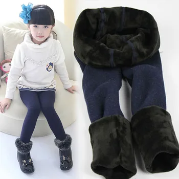 Girls Leggings Thermal Tights Winter Children Kids Thick Warm Stretch Pants 1