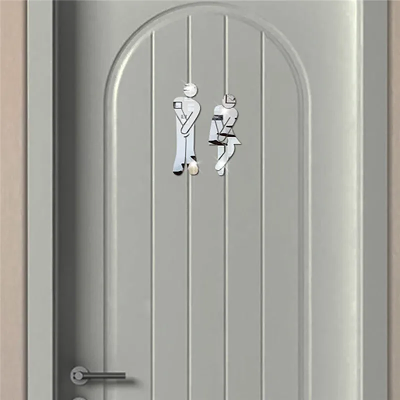 Toilet Room Sign Decorative Bathroom Sign For Hotel Bar Restaurant Mirror Wall Mirror Stickers bathroom sign #25d25 (2)