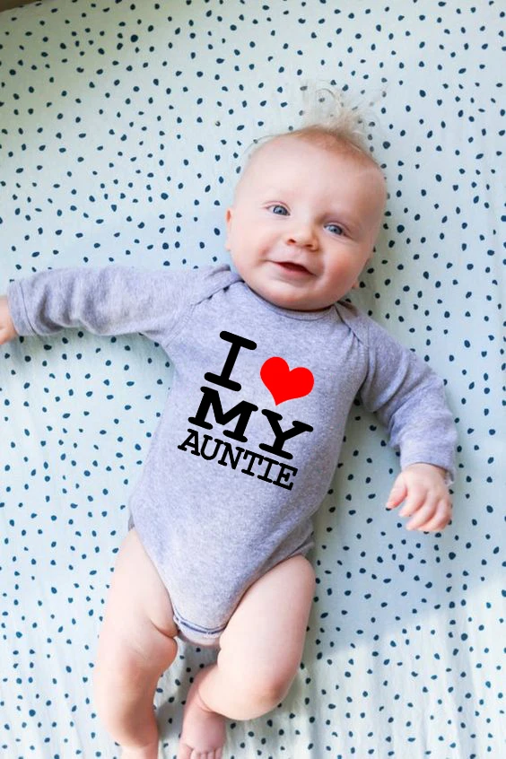 I Love My Auntie/детский хлопковый комбинезон с буквенным принтом комбинезоны для малышей с длинными рукавами для мальчиков и девочек, осенняя