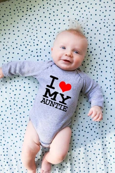

I Love My Auntie Letter Print Baby RomperLong Sleeve Romper for Baby Boy and Girl Color Autumn Baby Ropa Onesie 0-24m