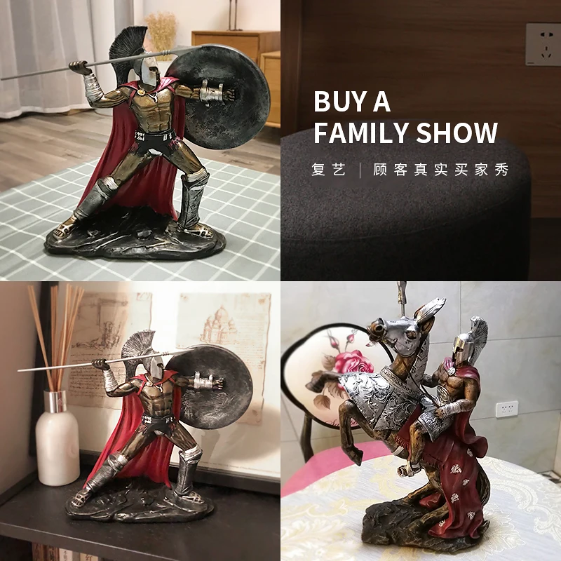  Vintage Home Decor Sparta Statues Armor Model Miniatures Spartacus Warrior Figurines Living Room De