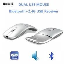 KuWFi kablosuz/Bluetooth şarj edilebilir fare 2 in 1 sessiz taşınabilir fare dönebilen Mini 1600 DPI optik fare forLaptop/PC/masaüstü